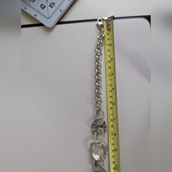 Chico's Vintage Silver Tone Chunky Mixed Link Rhinestone Accent Belt - Picture 12 of 12